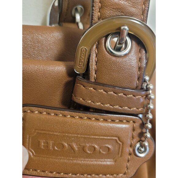 VTG Coach Brown Leather Tote Bag Purple Interior Zip Closure Y2K 2000s vampire - Picture 3 of 10